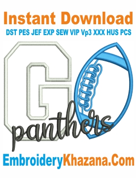 Go Football Panthers Embroidery Design