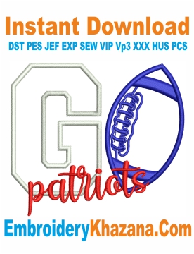 Go Patriots Embroidery Design