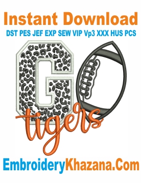 Go Tiger Football Embroidery Design