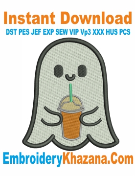 Ghost Drink Embroidery Design