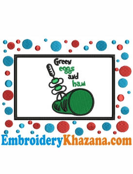 Green Eggs and Ham Embroidery Design