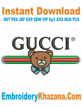 Gucci Teddy Bear Logo Embroidery Design