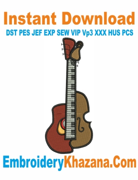 Guitar Symbol Embroidery Design