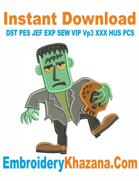 Frankenstein Halloween Embroidery Design