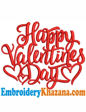 Happy Valentine Day Embroidery Design