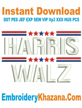 Kamala Harris Walz Cap Embroidery Design