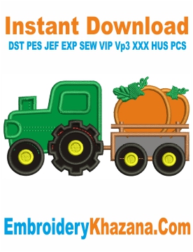 Harvest Tractor Applique Embroidery Design