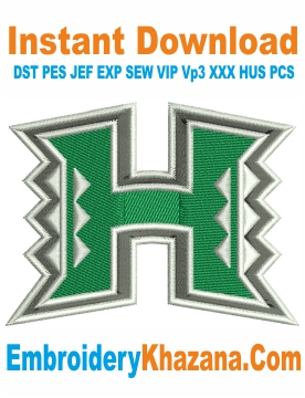 Hawaii Rainbow Warriors Football Embroidery Design