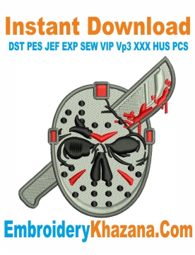 Jason Voorhees Mask Embroidery Design