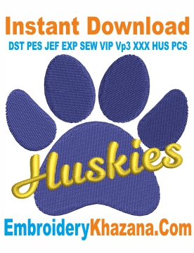 Huskies Paw Embroidery Design