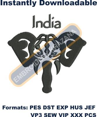 Indian Elephant Logo Embroidery Design