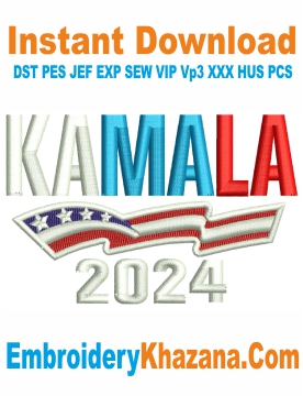 Kamala US President Logo Cap Embroidery Design