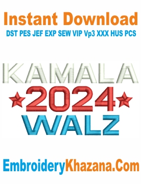 Kamala Walz Hat Embroidery Design