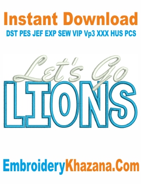 Detroit Lions Embroidery Design