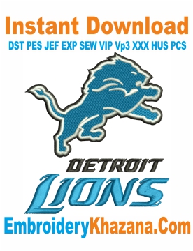 Detroit Lions NFL Embroidery Design