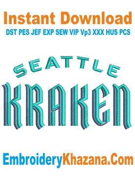 Seattle Kraken Logo Embroidery Design