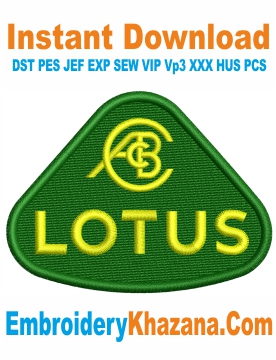 Lotus Cars Logo Embroidery Design