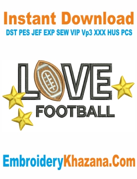 Love Football Applique Embroidery Design