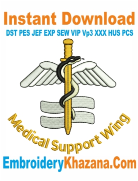 Medical Support Wing Embroidery Design