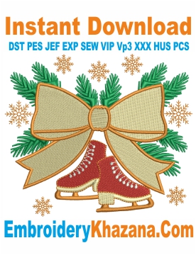 Christmas Ice Skate Embroidery Design