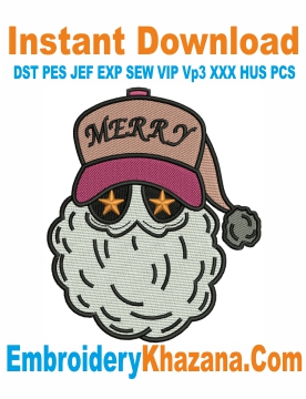 Merry Cap Embroidery Design