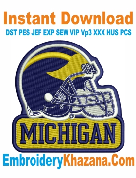 Michigan Helmet Embroidery Design