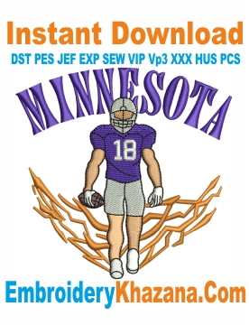 Minnesota Vikings Player Embroidery Design