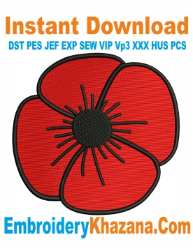 National Poppy Day Logo Embroidery Design