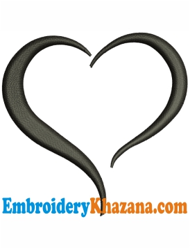 Open Heart Embroidery Design