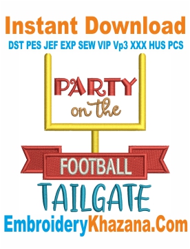 Party on The Football Embroidery Design