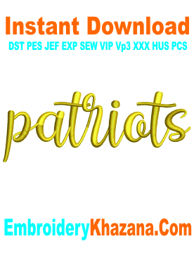 Patriots 3D Puff Letters Embroidery Design