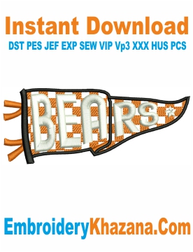 Pennant Flag Bears Embroidery Design