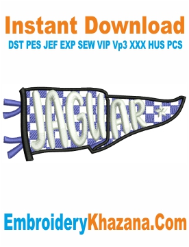 Pennant Flag Jaguar Checkered Embroidery Design