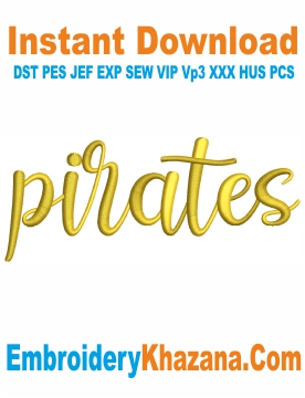 Pirates 3D Puff Letters Embroidery Design