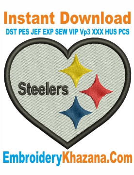 Pittsburgh Steelers Logo Heart Embroidery Design