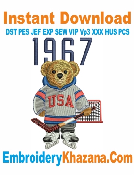 Polo Ralph Lauren Bear USA Hockey Embroidery Design