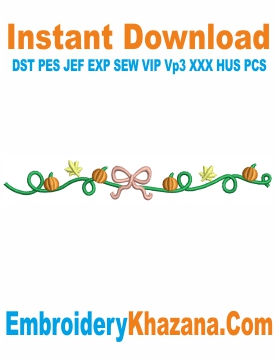 Pumpkin Bow Fall Embroidery Design