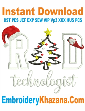 Christmas Rad Technologist Embroidery Design