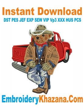 Ralph Lauren Bear with Car Embroidery Design