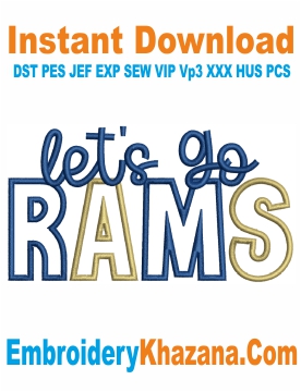 Lets Go Rams Embroidery Design