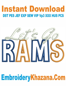 Lets Go Rams Embroidery Designs