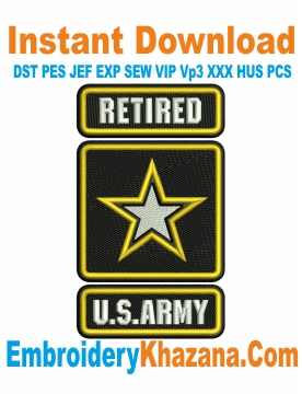 Retired US Army Embroidery Design