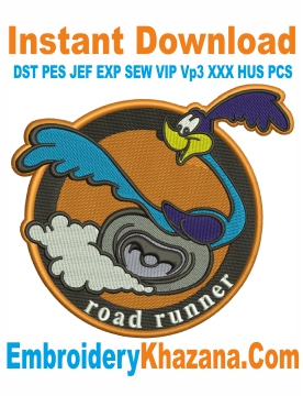 Road Runner Logo Embroidery Design