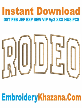 Rodeo Outline Letters Embroidery Design