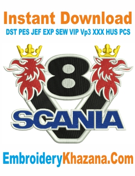 Scania V8 Logo Embroidery Design