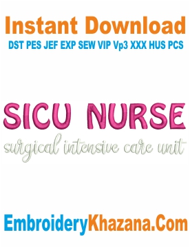 Sicu Nurse Embroidery Design