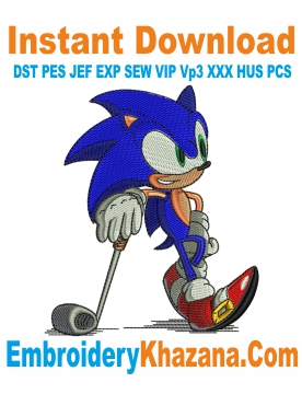 Sonic Golf Embroidery Design