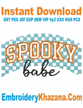 Spooky Babe Checkered Embroidery Design