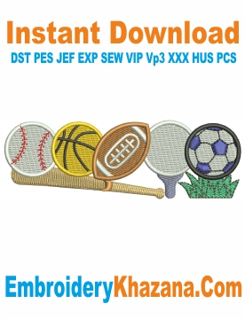 Sports Balls Embroidery Design