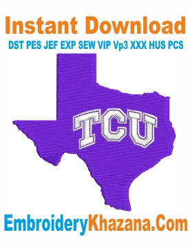 Tcu Map Embroidery Design